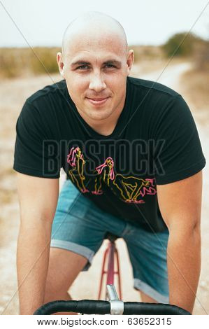 Hipster  Man On Bike