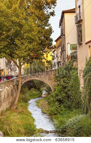 Old Bridge Walking Street River Rio Darro Albaicin Granada Andalusia Spain