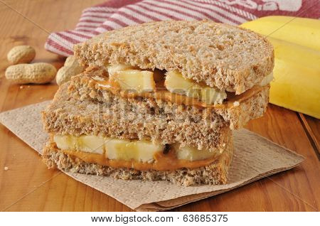 Peanut Better And Banana Sandwich