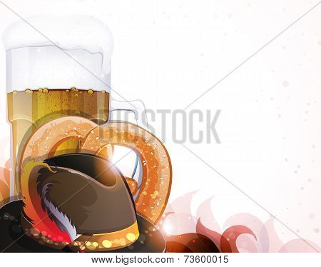 Beer, Hat And Pretzel