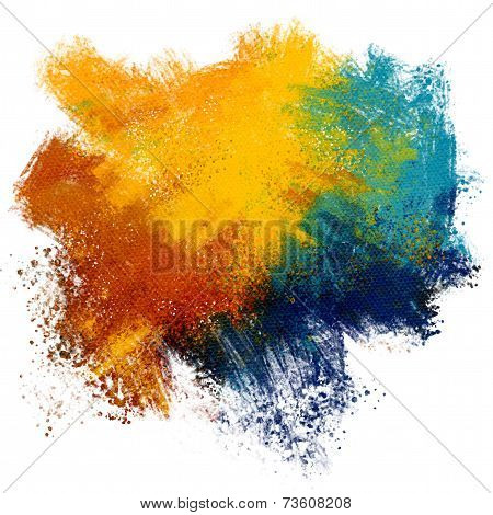 Colorful paint splash on watercolor paper background