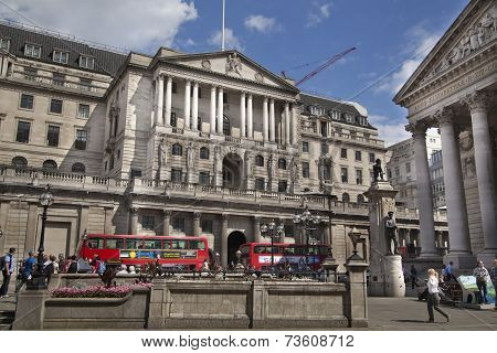 LONDON, UK - 22 AUGUST, 2014: Bank of England road