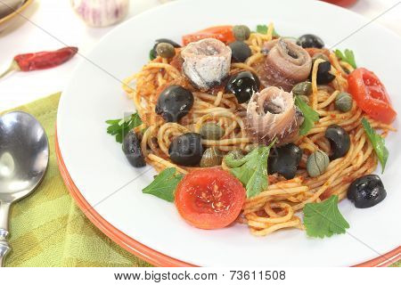Spaghetti Alla Puttanesca With Anchovy