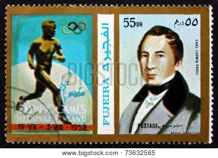 Postage Stamp Fujeira 1972 Carl Ludwig Engel, German Architect