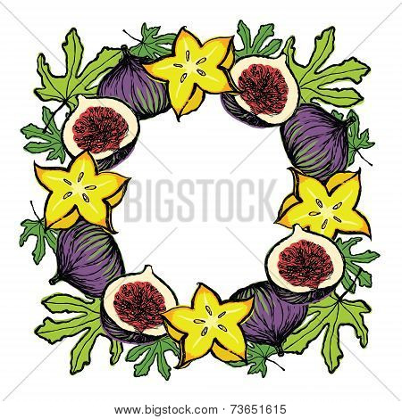 Round Frame Of Carambola And Fig