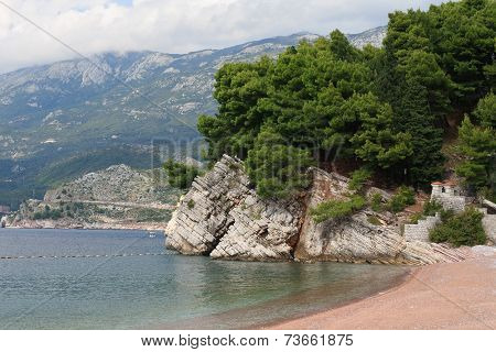 Beautiful Beach In The Village Of Milocher, Montenegro
