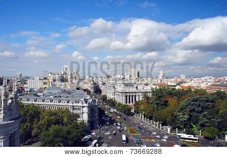 Madrid skyline view from Cybele Palace, Spain