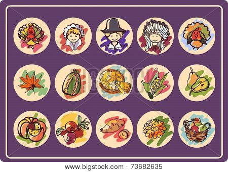 Thanksgiving Day icon set