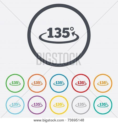 Angle 135 degrees sign icon. Geometry math symbol
