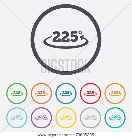 Angle 225 degrees sign icon. Geometry math symbol