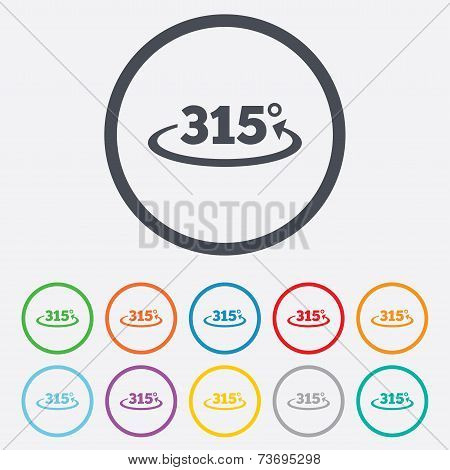 Angle 315 degrees sign icon. Geometry math symbol