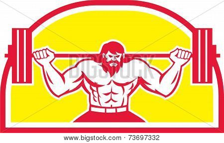 Bodybuilder Lifting Barbell Retro