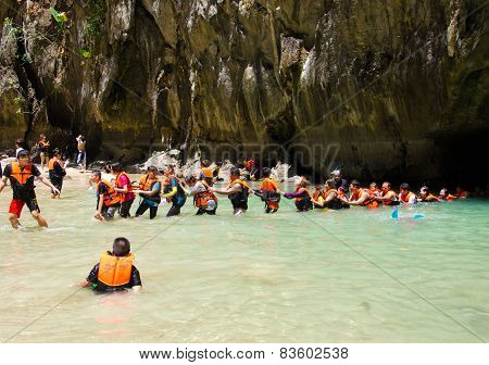 Trang, Thailand - June 11: Emerald Cave Or Morakot Cave On June 11, 2014. It Is Famous Cave In Mook