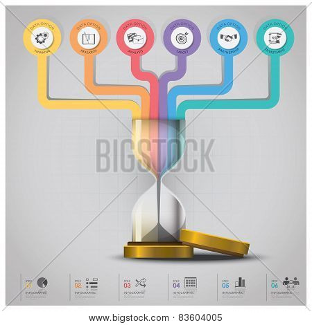 Sandglass Money And Financial Business Infographic With Line Circle Diagram