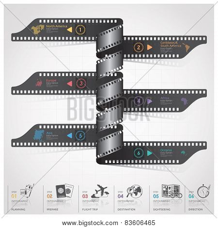 Travel And Journey Infographic With Spiral Film Diagram