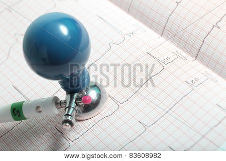 Electrode And Ecg Chart Closeup