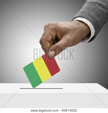 Black Male Holding Flag. Voting Concept - Mali
