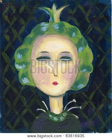 woman with green hair