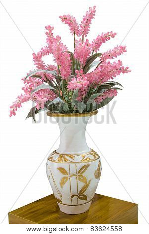 flower in vase isolated with clipping path