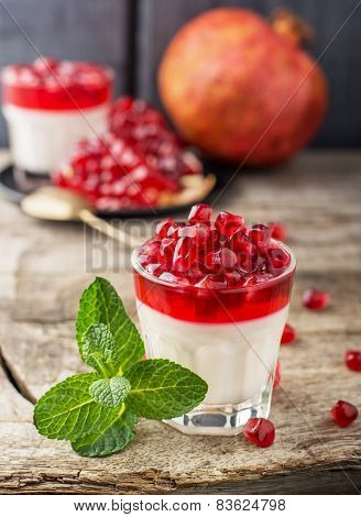 pannacotta  with pomegranate jelly