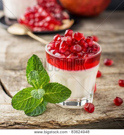 pannacotta  with pomegranate jelly