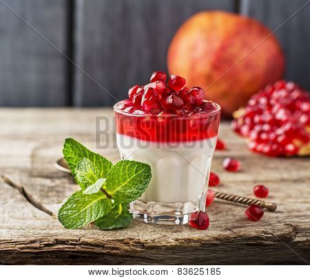 pannacotta  with pomegranate jelly