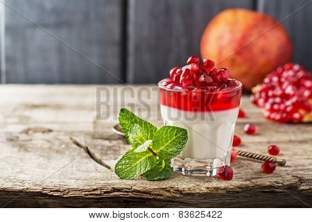 pannacotta  with pomegranate jelly