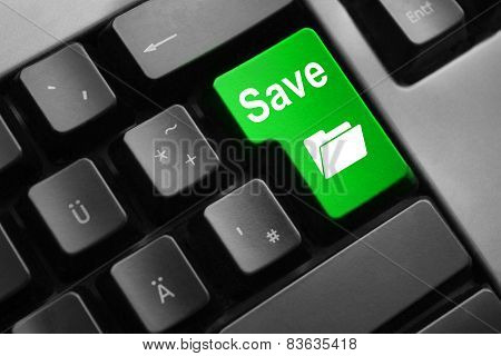Keyboard Green Button Save Folder Symbol