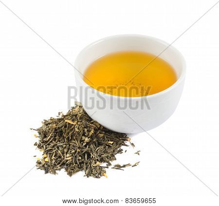 Ceramic bowl of tea isolated