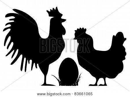 Easter chickens silhouettes