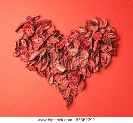 Heart shape made of medley potpourri