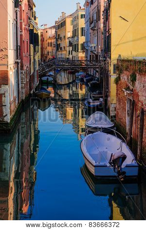Typical Canal And Street Scene, Venice