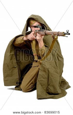 Soviet Sniper With His Rifle