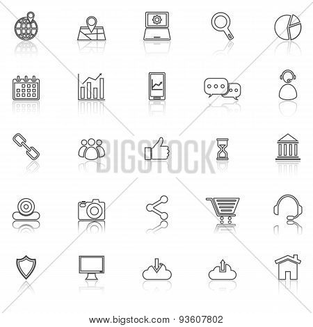 Seo Line Icons With Reflect On White