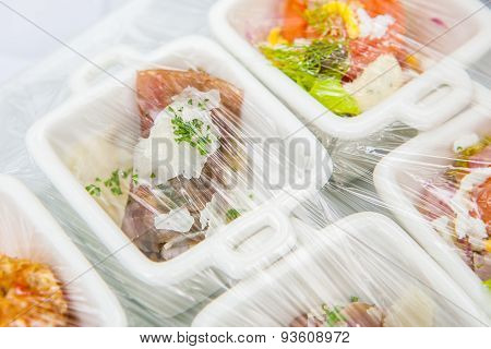 Canape ; Decoration And Foods That Are Wrapped With Plastic Wrap Prepared For The Wedding