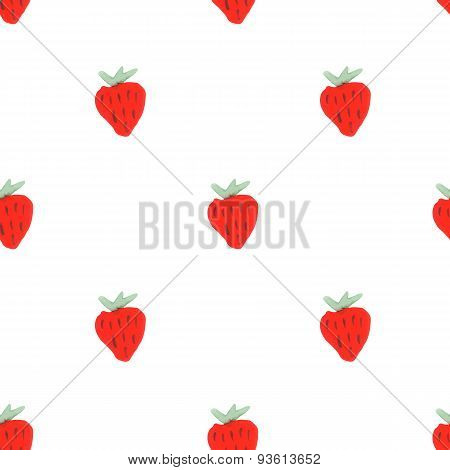 Seamless natural color pattern of red ripe strawberries