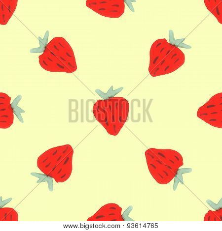 Seamless natural color pattern of red ripe strawberries