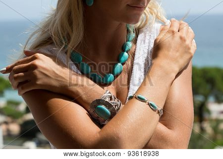 Bodyparts Of Lady In Lace Dress