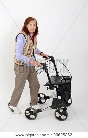Elderly Lady With Rollator.