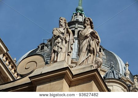 Fragment of facade of the Chapelle de la Sorbonne in Paris France