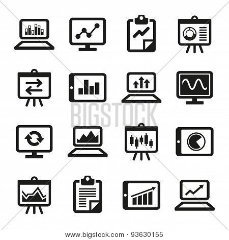 Simple Diagram and Graphs Icons Set. Vector