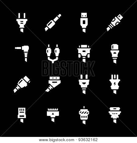 Set Icons Of Plugs And Connectors