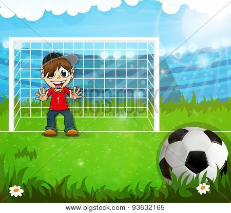Goalkeeper Is Waiting For Hitting The Ball