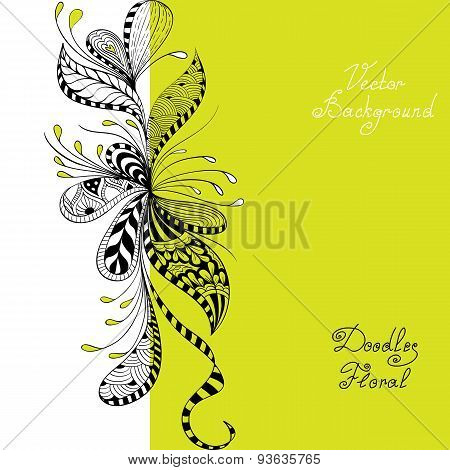 vector black, green and white floral pattern