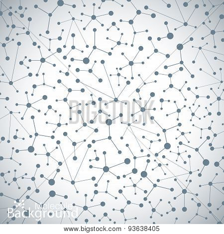 Geometric gray background molecule and communication. Vector illustration