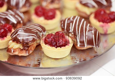 Mini Tarts With Berries, And Choloclate Cakes