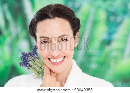 a woman with lavanda on a spa day