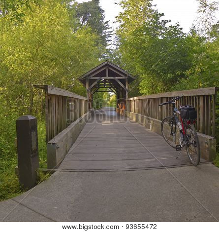 Small Wooden Covered Bridge Oregon.