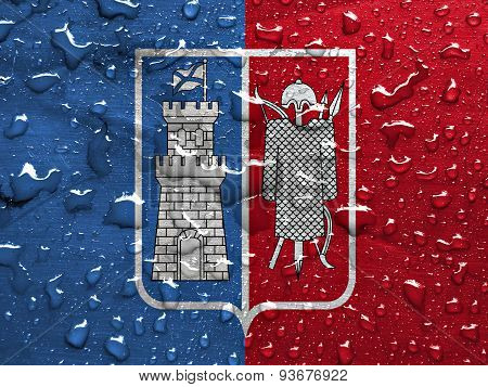 flag of Rostov on Don with rain drops
