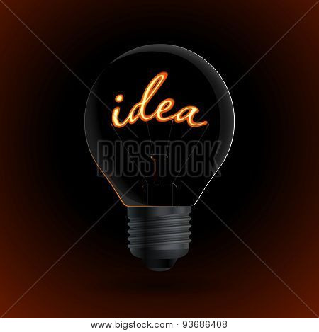 Lightbulb With Idea Sign On A Dark Background